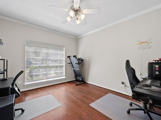 Fitness Equipment, Home Office, Interior, Wood Texture Flooring