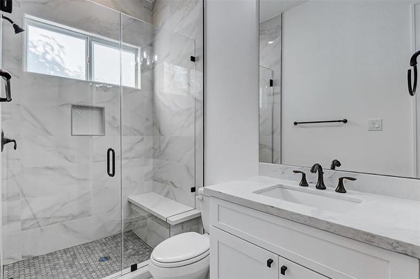 Bathroom, Glass Shower, Interior, Marble Walls