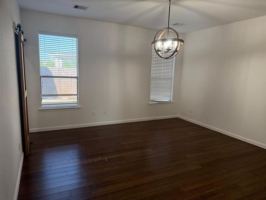 Empty room, Interior, Pendant Lights, Wood Texture Flooring