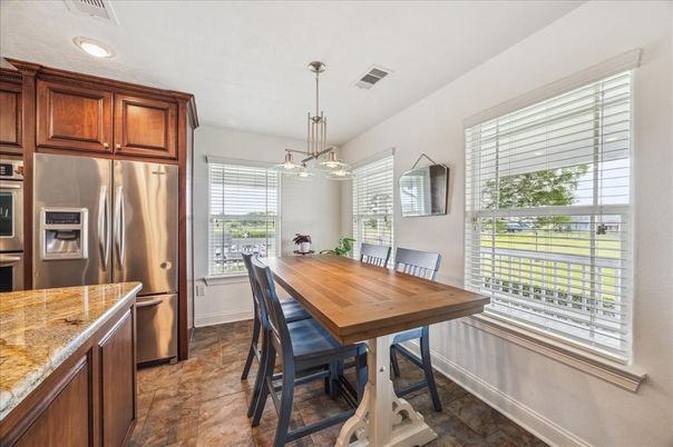 Dining room, Interior, Kitchen, Pendant Lights, Recessed Lighting, Stainless Steel Appliances