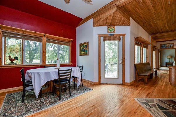 Dining room, Interior, Wooden Ceilings, Wood Texture Flooring