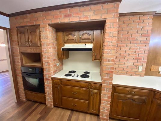 Interior, Kitchen, Stone Walls, Wood Texture Flooring