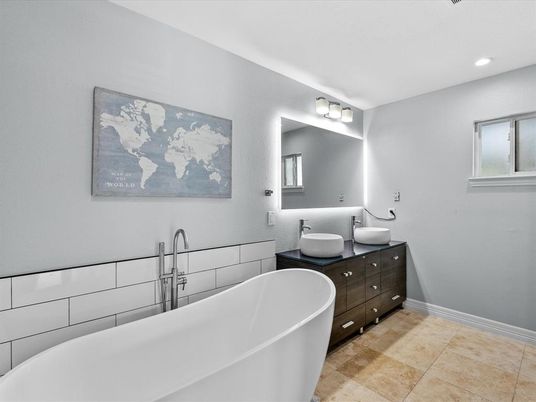 Bathroom, Dual Sink Vanities, Free Standing Baths, Interior, Recessed Lighting
