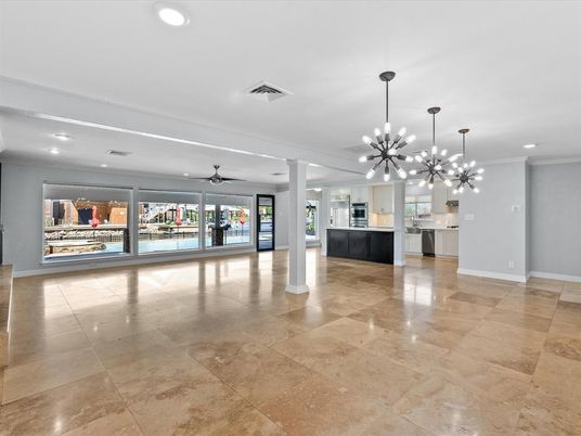 Empty room, Interior, Kitchen, Pendant Lights, Recessed Lighting