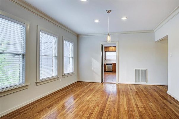 Empty room, Interior, Pendant Lights, Recessed Lighting, Wood Texture Flooring