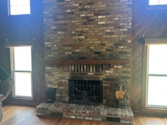 Fireplace, Interior, Stone Walls, Wood Texture Flooring