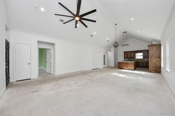 Empty room, Interior, Kitchen, Pendant Lights, Recessed Lighting