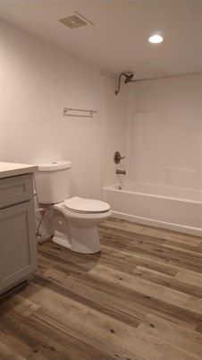 Bathroom, Interior, Recessed Lighting, Wood Texture Flooring