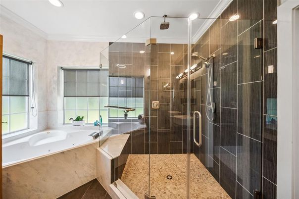 Bathroom, Glass Shower, Interior, Recessed Lighting