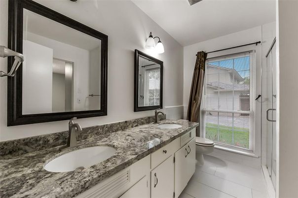 Bathroom, Dual Sink Vanities, Glass Shower, Interior