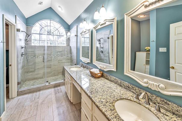 Bathroom, Dual Sink Vanities, Glass Shower, Interior