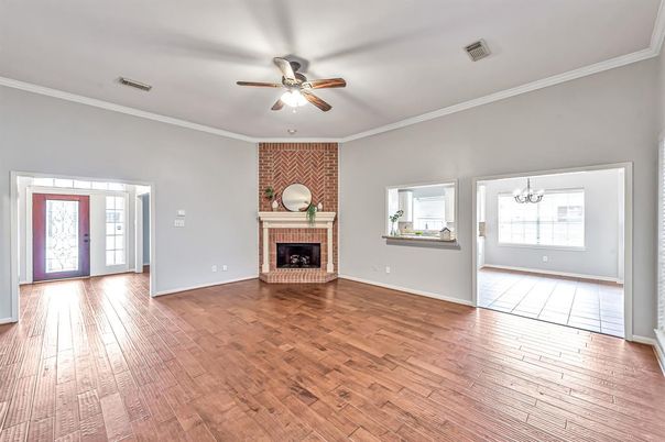 Empty room, Fireplace, Interior, Wood Texture Flooring