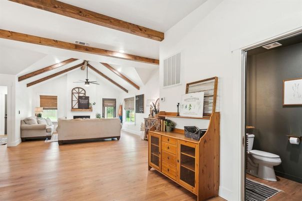 Bathroom, Interior, Living room, Wooden Beams, Wood Texture Flooring