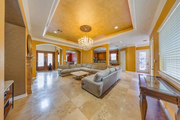 Chandelier, Interior, Living room, Recessed Lighting