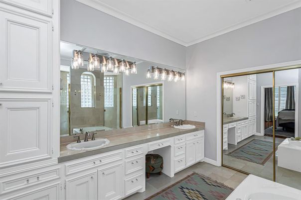 Bathroom, Dual Sink Vanities, Glass Shower, Interior