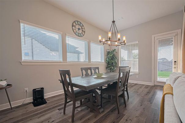 Chandelier, Dining room, Interior, Wood Texture Flooring