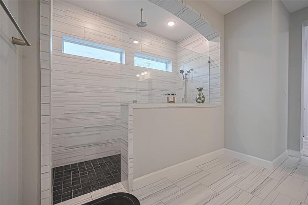 Bathroom, Glass Shower, Interior, Recessed Lighting