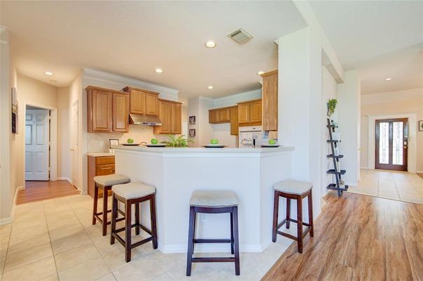 Interior, Kitchen, Recessed Lighting, Wood Texture Flooring