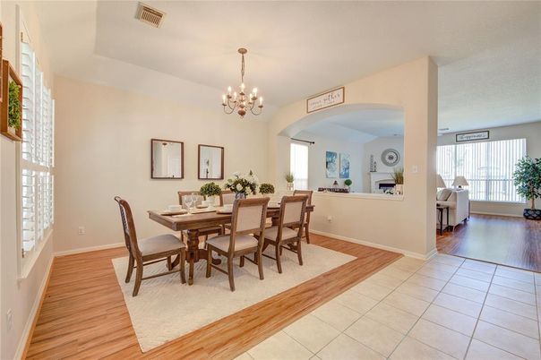 Chandelier, Dining room, Interior, Wood Texture Flooring