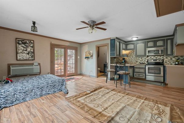 Interior, Kitchen, Stainless Steel Appliances, Wood Texture Flooring
