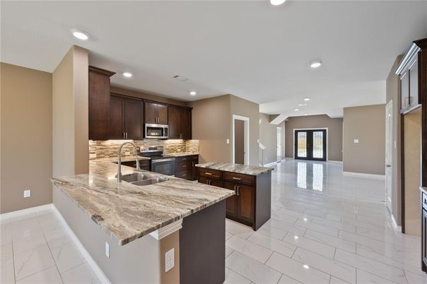 Interior, Kitchen, Marble, Recessed Lighting, Stainless Steel Appliances