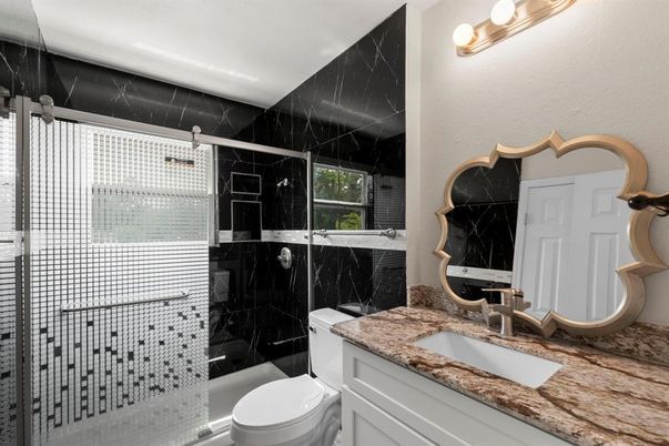 Bathroom, Glass Shower, Interior, Marble Walls