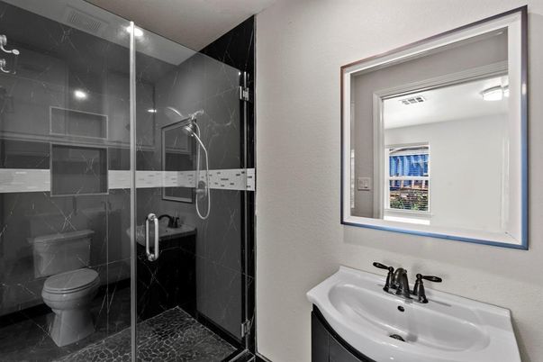 Bathroom, Glass Shower, Interior, Marble Walls