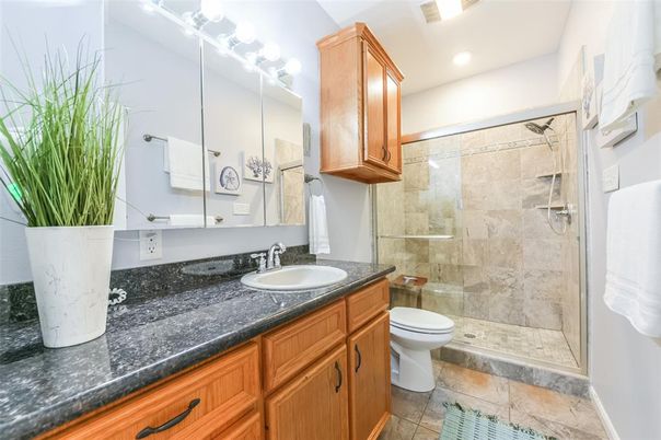 Bathroom, Dual Sink Vanities, Glass Shower, Interior, Recessed Lighting