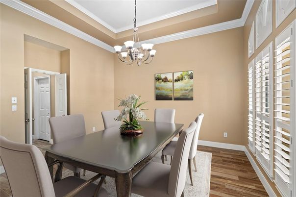 Chandelier, Dining room, Interior, Wood Texture Flooring