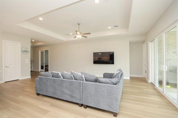Interior, Living room, Recessed Lighting, Wood Texture Flooring