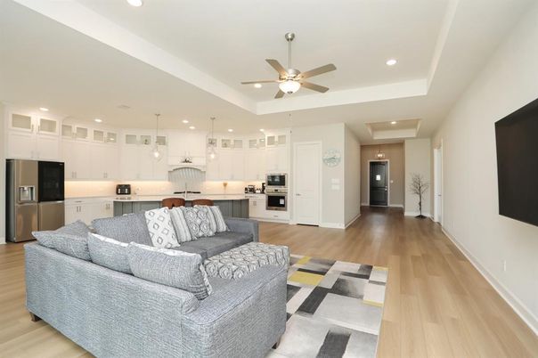 Interior, Kitchen, Living room, Pendant Lights, Recessed Lighting, Stainless Steel Appliances, Wood Texture Flooring