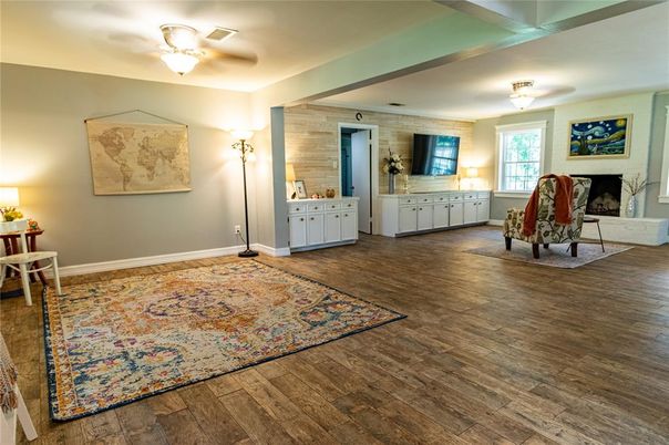 Fireplace, Interior, Stone Walls, Wood Texture Flooring