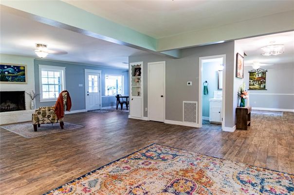 Fireplace, Interior, Wood Texture Flooring