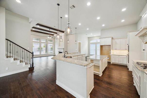 Interior, Kitchen, Pendant Lights, Recessed Lighting, Wood Texture Flooring