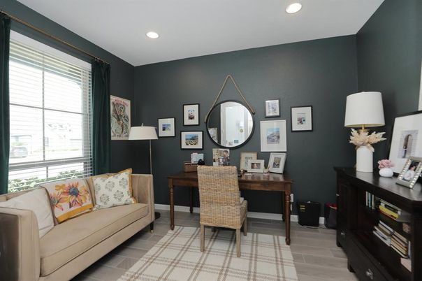 Home Office, Interior, Recessed Lighting, Wood Texture Flooring
