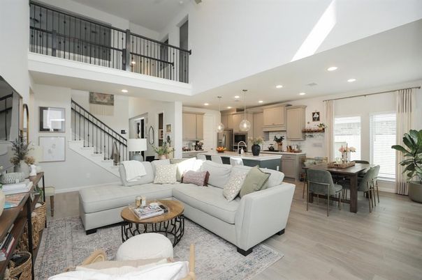 Dining room, Interior, Kitchen, Living room, Pendant Lights, Recessed Lighting, Stainless Steel Appliances, Wood Texture Flooring