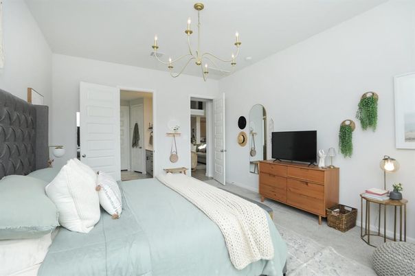 Bedroom, Chandelier, Interior