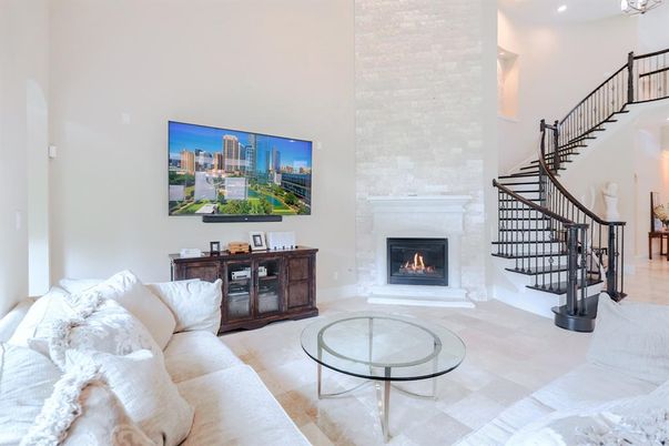 Fireplace, Interior, Living room, Recessed Lighting