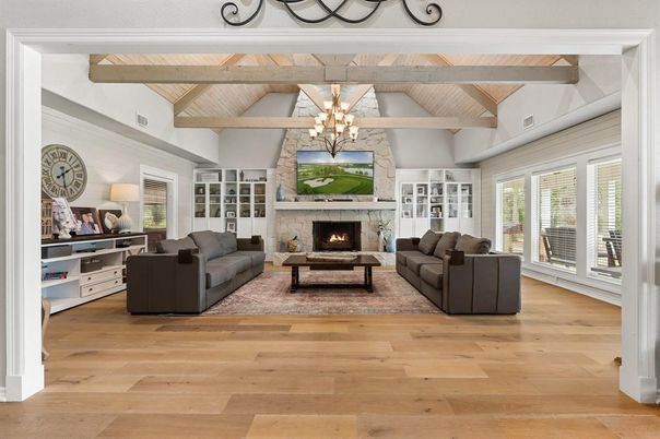 Fireplace, Interior, Living room, Stone Walls, Wooden Beams, Wooden Ceilings, Wood Texture Flooring