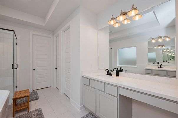 Bathroom, Dual Sink Vanities, Glass Shower, Interior