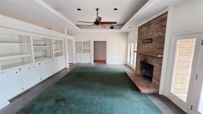 Empty room, Fireplace, Interior, Wooden Walls
