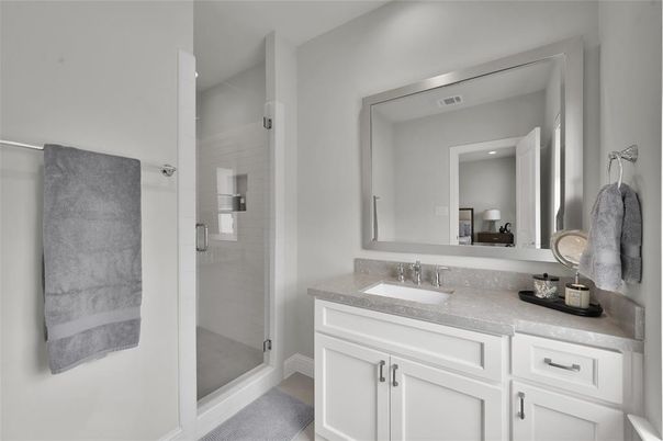 Bathroom, Glass Shower, Interior, Recessed Lighting