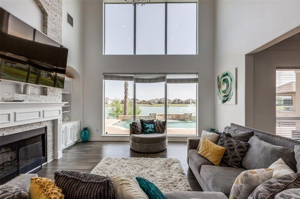 Fireplace, Interior, Living room, Water, Wood Texture Flooring