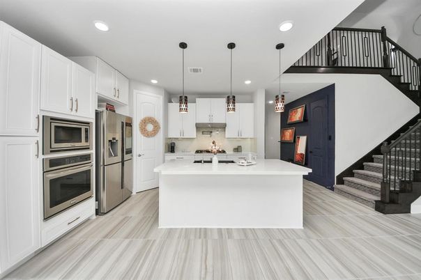 Interior, Kitchen, Pendant Lights, Recessed Lighting, Stainless Steel Appliances