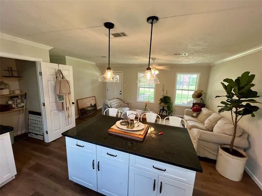 Interior, Living room, Pendant Lights, Wood Texture Flooring