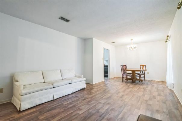 Chandelier, Dining room, Interior, Wood Texture Flooring