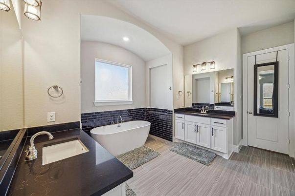 Bathroom, Dual Sink Vanities, Free Standing Baths, Interior, Recessed Lighting