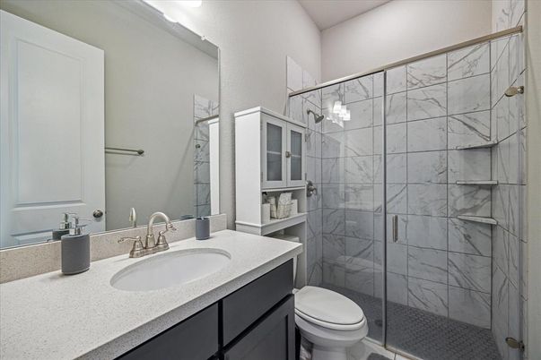 Bathroom, Glass Shower, Interior, Marble Walls