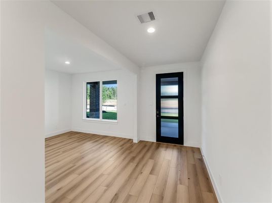 Empty room, Interior, Recessed Lighting, Wood Texture Flooring