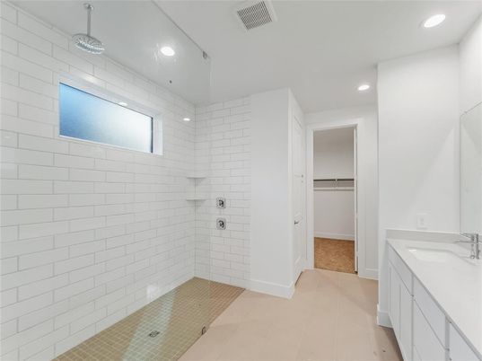 Bathroom, Glass Shower, Interior, Recessed Lighting